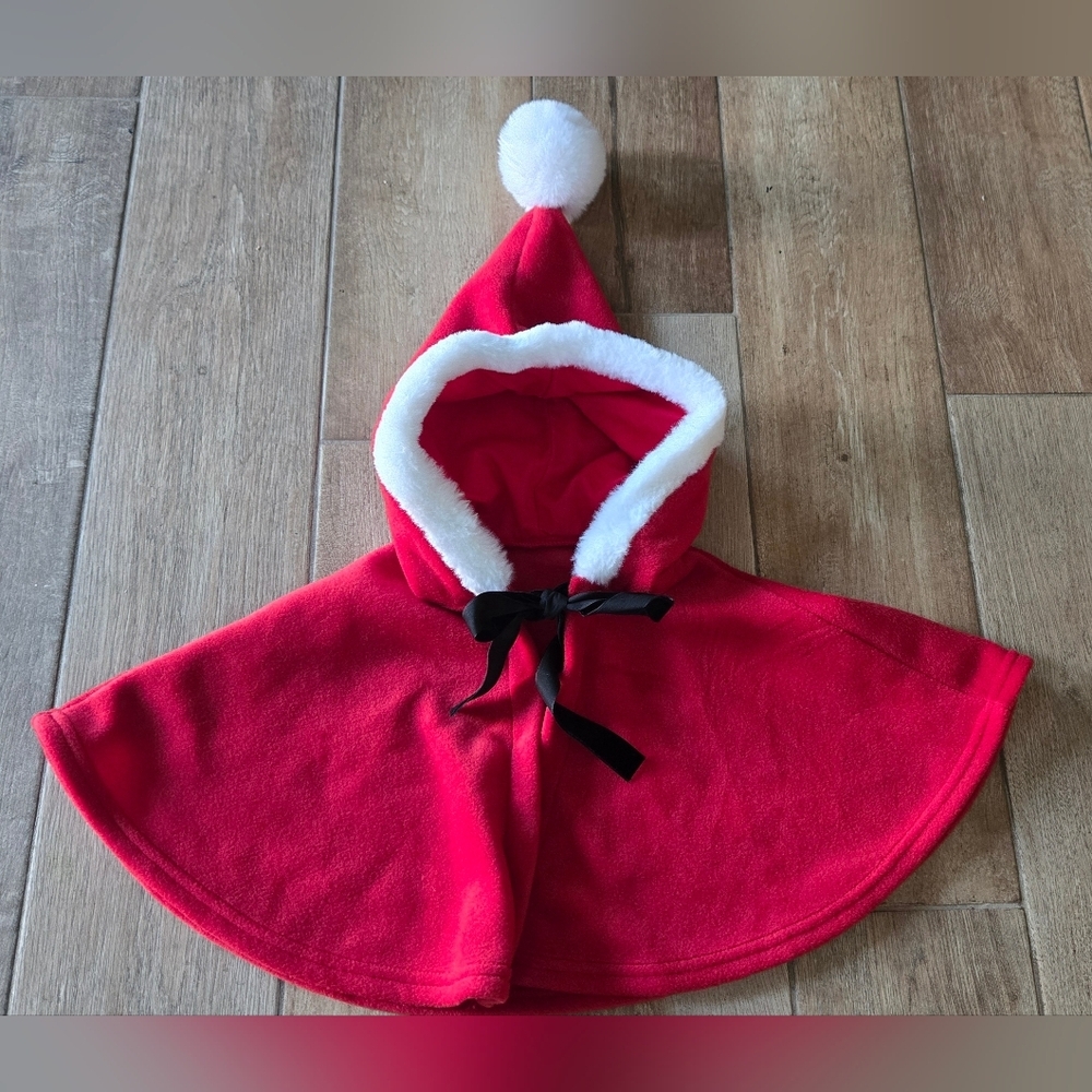 Fork Chips Girl Toddler Baby Christmas Red Cape